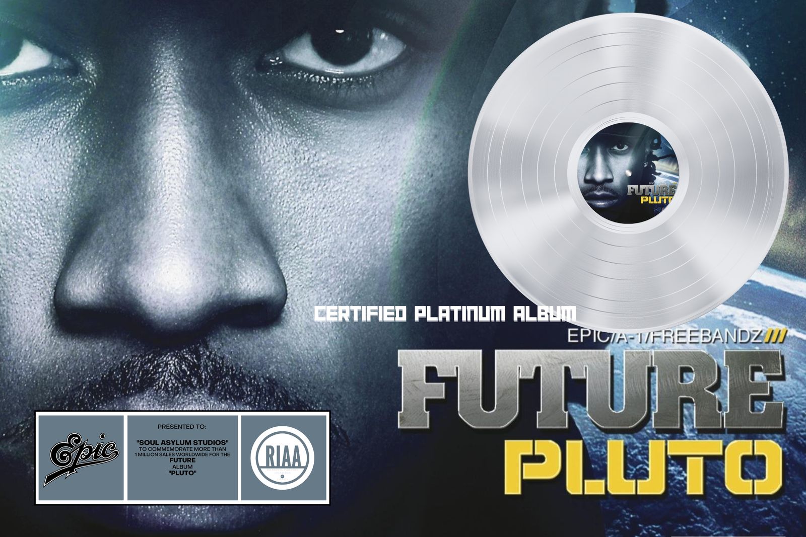 Future platinum-themed commemorative plaque example